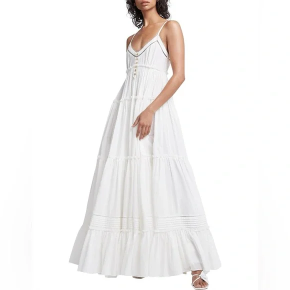 NWT AJE White Maxi summer Dress with gold buttons size 4 - Picture 1 of 7